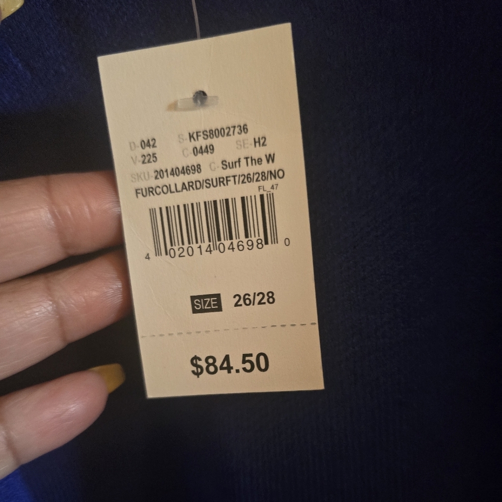 Ashley Stewart Blue Sweater with Faux Fur Collar - Picture 2 of 2